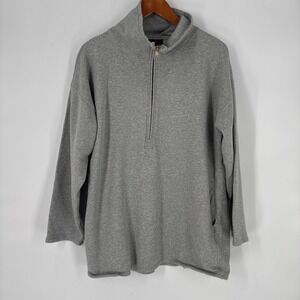 J Crew Mens Quarter Zip Pullover Sweatshirt Medium Gray Pockets Oversized Slouch